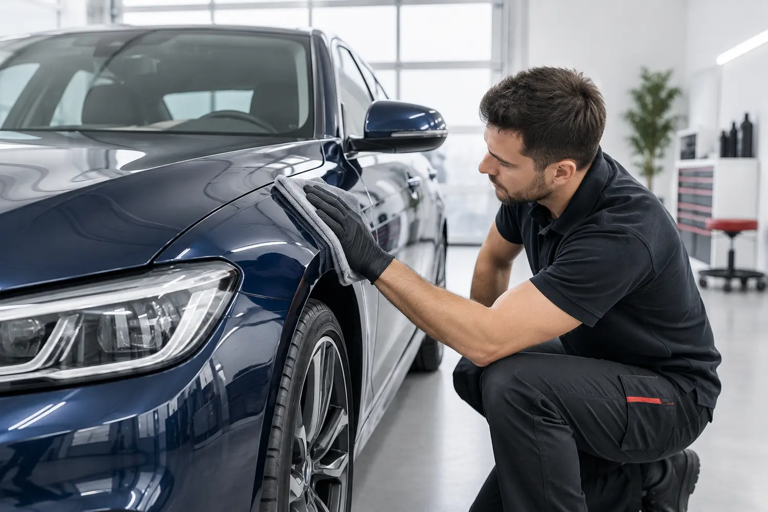 Professionelle Fahrzeugpflege mit Mikrofasertuch als Nextzett-Themenwelt